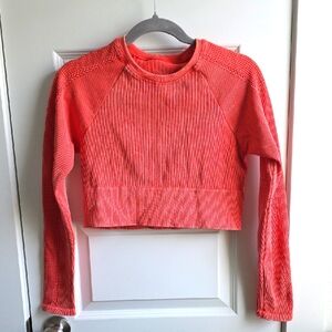 Aerie Offline Coral Long Sleeve Cropped Top #61